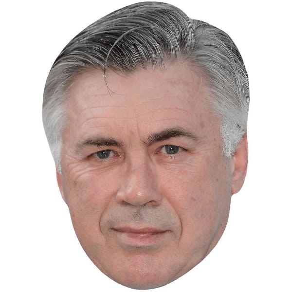 Carlo Ancelotti (grått hår) Kjendismaske, flatt kort ansikt