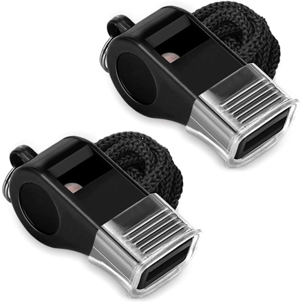 Visselpipa, 2-pack Plast Sportvisselpipor med Snodd, Hög Ljudstark Visselpipa Perfekt för Tränare, Domare och Funktionärer