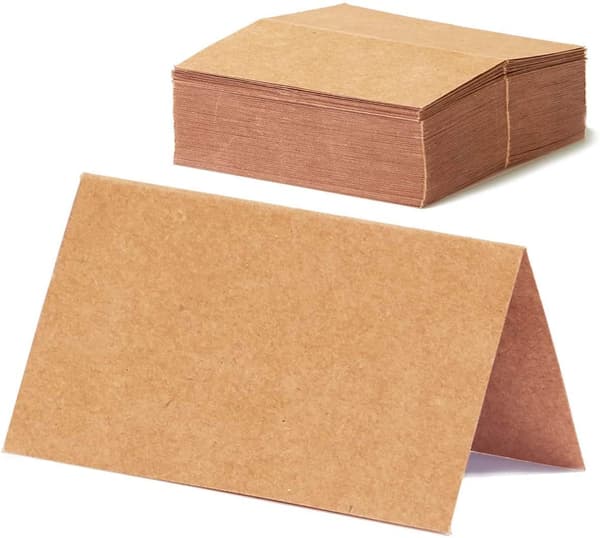 60 stk. 9x10cm Brune Navneskilte til Bord - Bryllup