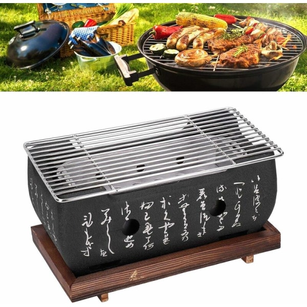 Japansk kolgrill, bärbar bordsgrill med basplatta