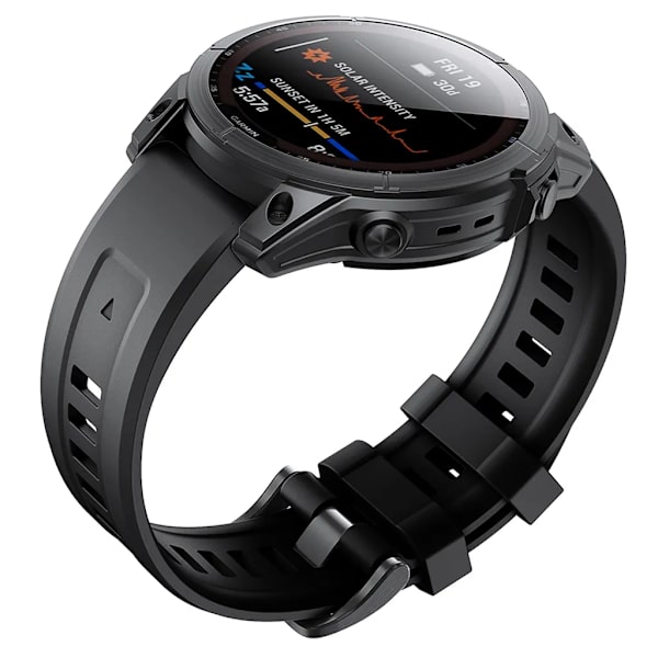 20MM Rem til håndled i silikone med hurtigspænde til Garmin Fenix 7S/6S/6S Pro/5S/5S Plus/Descent Mk2S ur (sort) Sort Black