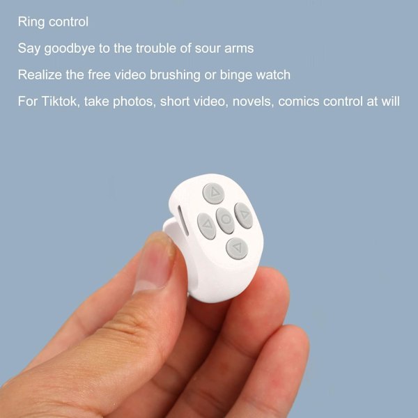 Bluetooth Fjernbetjening Sideskifter, Trådløs Rulning Fjernbetjening, Genopladelig, Ring Design Bluetooth Fjernbetjening White