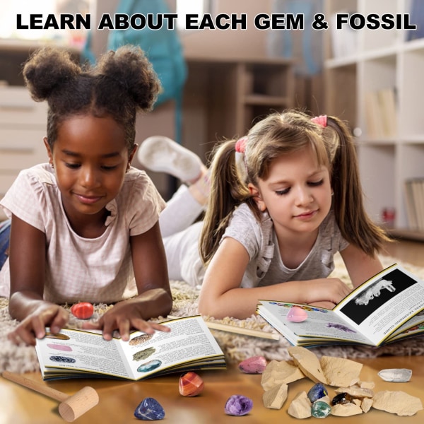 Gem Digger Kit, STEM Education DIY Toy Science Kit - Gräva 15 unika riktiga pärlor, stenar, gruvdrift unika gåvor, arkeologi - bästa presenterna för barnleksaker