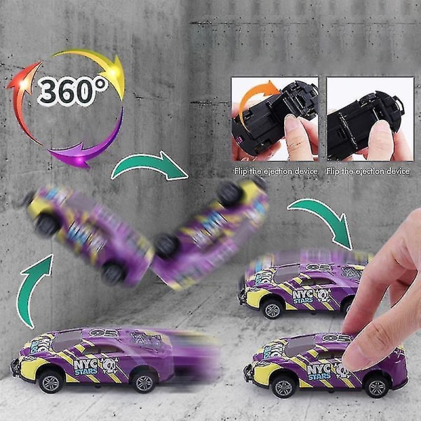 16 st Barn Stunt 360 Flip Legering Dragbil Bak Bil Ejektion Hoppande Stuntbil Dumpbil Leksak Barn Födelsedagspresent
