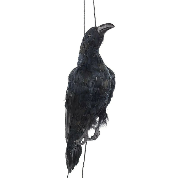 Realistisk hængende død krage lokkefugl Lifesize Ekstra sort fjerkrage