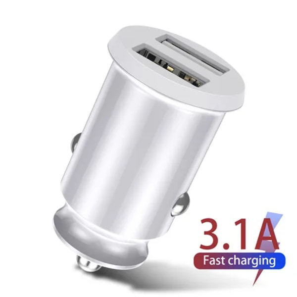 Dobbel USB-lader bil mini for mobiltelefon nettbrett GPS 3.1A hurtiglader billader biltelefonlader adapter i bil