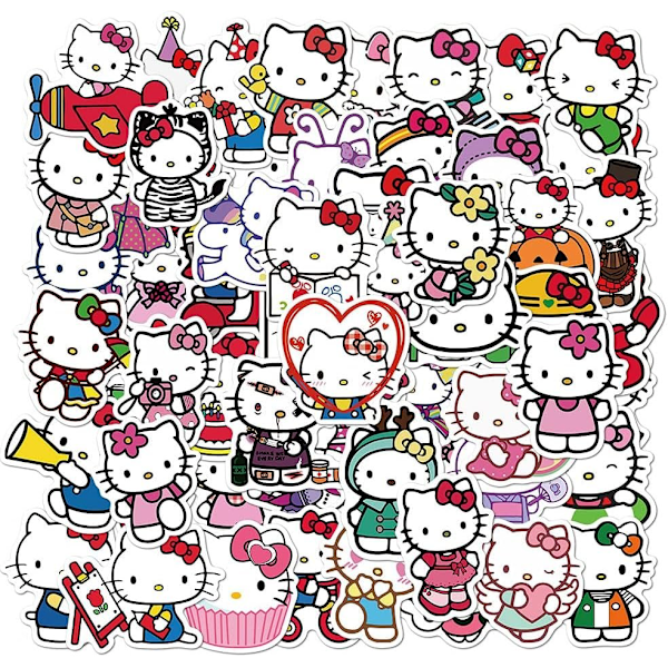 100 stk Klassiske 80- og 90-talls Bilstikker for Laptop Bilsticker Perfekt Hello Kitty