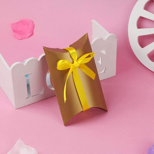 100 st kreativa bröllopskuddförpackningar, godispresentask, lämplig för bröllop, födelsedag och jul (guld)