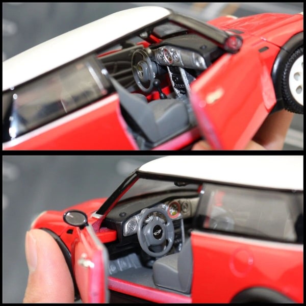 1/24 Mini Cooper Diecast Leluauto lapsille Pienoismalli Ajoneuvomalli Takaovet Avattavat kokoelma Lahja Pojille Lapset Musta