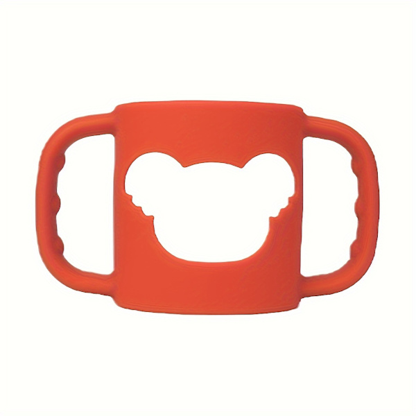 Silikonflaskhandtag med tecknad design - Mjuka, elastiska grepp för de flesta nappflaskor Orange