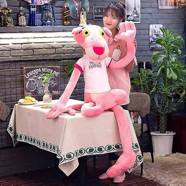 Pink Panther Plyslegetøj Søde Lange Ben Blødt Dyr Pink Leopard Kawaii Gave Udstoppede Dukke Børn Fødselsdagsgave med tøj with clothes 80cm