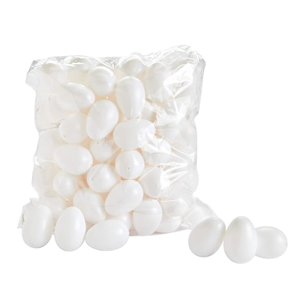 50 Decorative Eggs 6 Cm Plastic Eggs Decorate Home Interior White