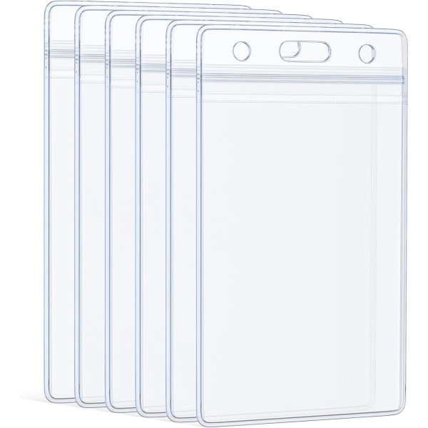 6-paks vertikal ID-kort-emblemholder Vanntett gjennomsiktig PVC-deksel Kraftig kortbeskyttelsesveske med gjenlukkbar glidelås