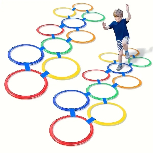 10 st/set 10 Färgglada Plast Sensoriska Tränings Agility Ringar med 10 Kopplingar - Inomhus