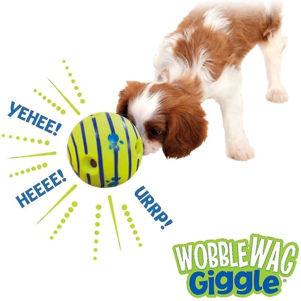 Wobble Wag Giggle Ball, Interaktivt Hundelegetøj, Sjove Giggle Lyde, 14 cm