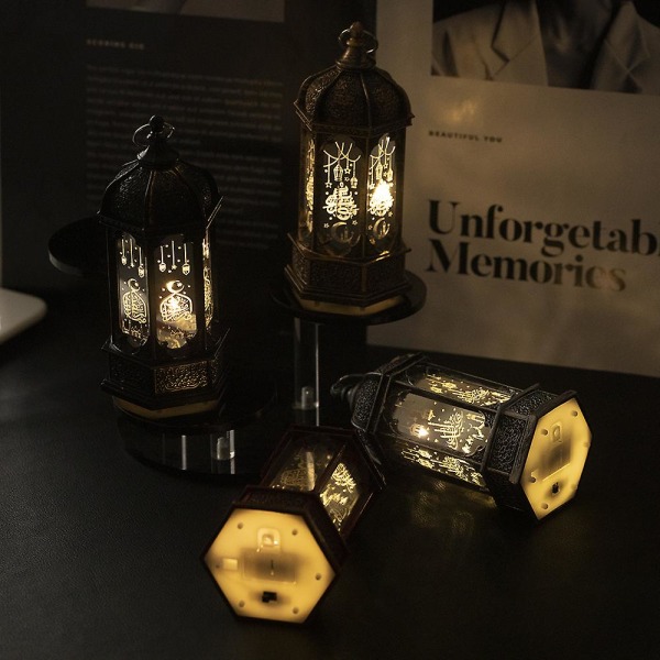 Islamisk batteridrevet Lanterne Muslim Led Light Arabian Study Lighting Lamp