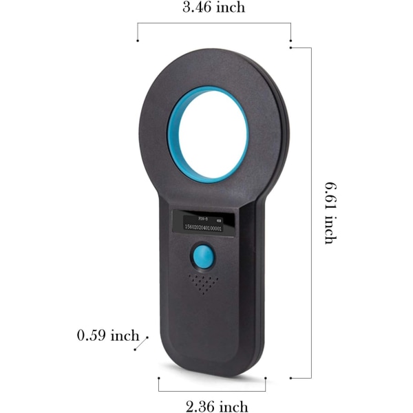 Pet Microchip Scanner, ISO11784(85)/FDX-B/EMID med 128 sæt datalagring Microchip-læser til dyr/kæledyr/hund/kat/gris (sort)