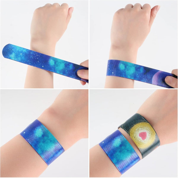 BAOYE Party Bag Fillers Slap Armband för Barnfestgåvor Yttre Rymden Snap Band för Barn Pojkar (30 st, Slumpmässig Färg)