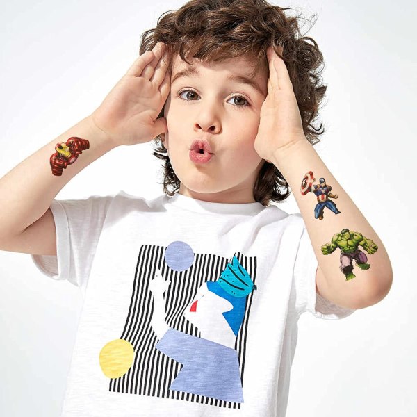 8 ark Superhelte Midlertidige Tatoveringer Klistermærker til Børn Drenge Piger Fødselsdagsfest tilbehør favoriserer