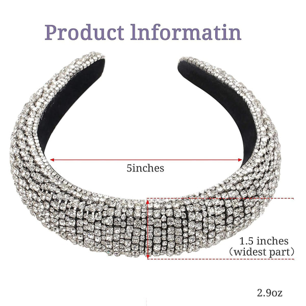 Rhinestone Crystal Diamond Pannband för kvinnor Fashionabla handgjorda breda hårbågar