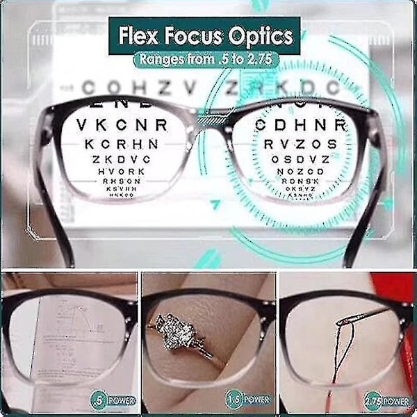 One Power Readers Auto Adjusting Bifocal Reading Glasses Mulifocal +50 To +250--