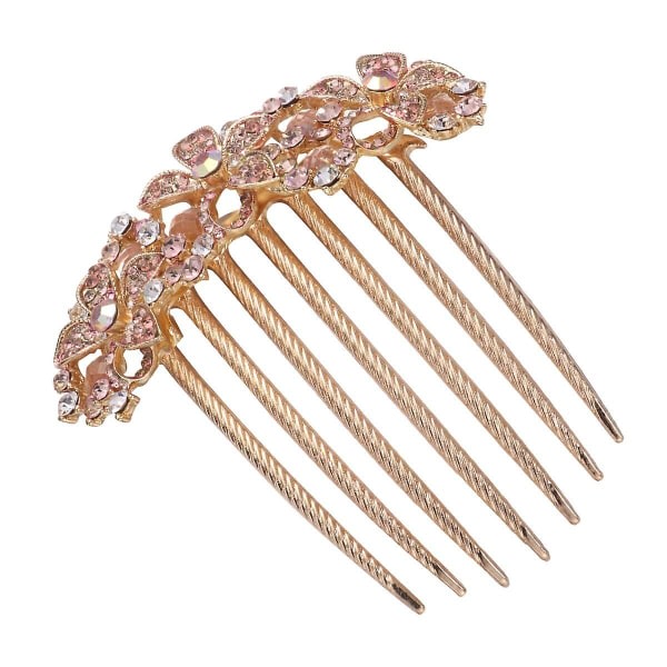 Rhinestone-hårkam Krystallhårinnsatskam Elegant hårnålshodeplagg for kvinner Champagne (10*10 cm)