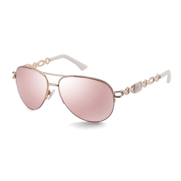 Solglasögon för kvinnor Herr Spegelsolglasögon Rund metallbåge UV-skydd-Rosa