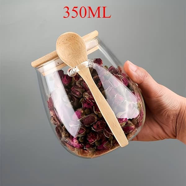 2-pack förseglad glasburk med sked, lufttät behållare för kaffe, socker, te, kryddor, köksförvaring 1000ml