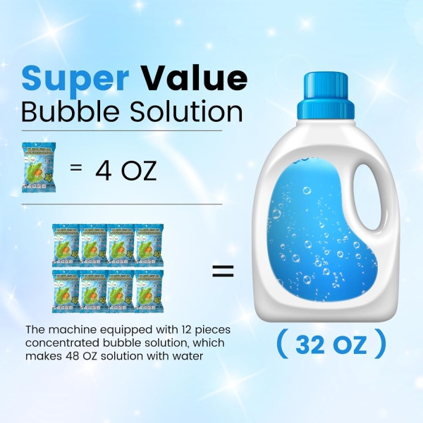 Bubbelmaskin, automatisk bubbelblåsare 15000+ bubblor per minut,