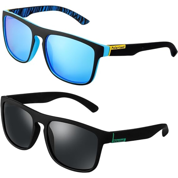 2 stk Solbriller Herre, UV400 Beskyttelse Polariserede Solbriller Retro Solbriller Udendørs Sport Golf