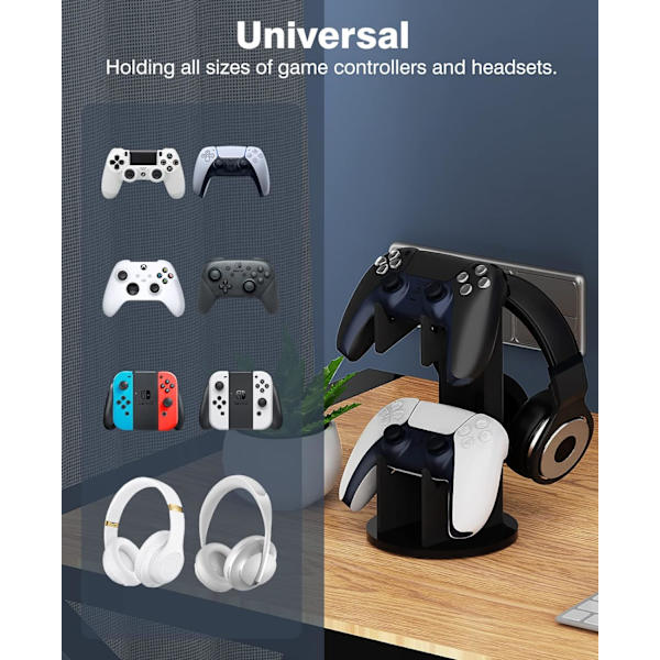 Universal Stativ för Spelkontroll och Hörlurar, 2 i 1 Spelkontroll Stativhållare Förvaring