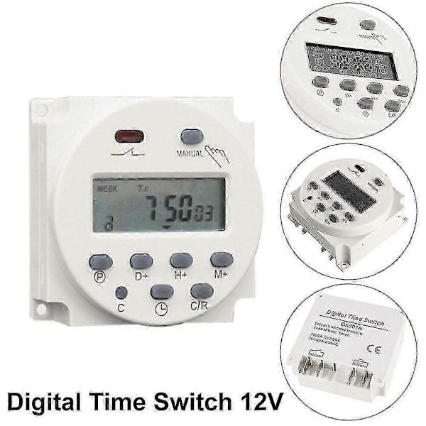 DC 12V Ajastinkytkin 16A Digitaalinen Elektroninen LCD-Aika Rele