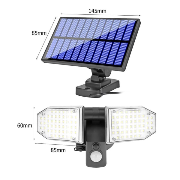 Udendørs sollamper 20W, 100 LED sollamper med bevægelsessensor