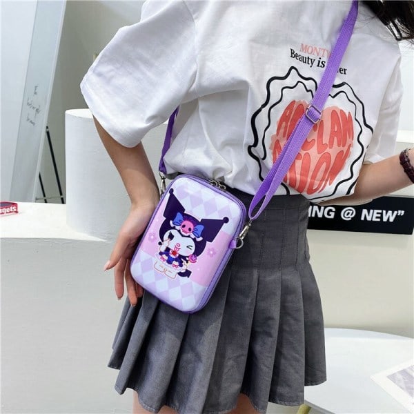 Sanrio Kuromi Messenger Bag för Kvinnor Anime Hårdskalväska 5