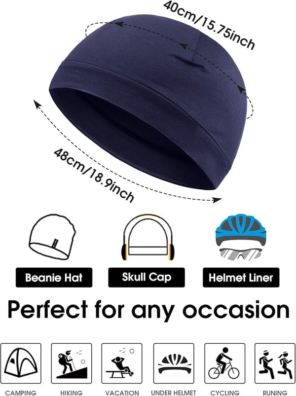 4 hodeskaller for menn, myk bomullsbeanie, sovehetter, stretchhjelm, multifunksjonell fôr, hodeplagg for menn og kvinner
