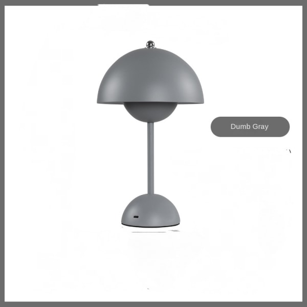 Nordisk dansk blomsterknopp bordlampe, bryllupsrom, soverom, skrivebordsdekorasjon, lampe, nattbordslampe (oppladbar) Stupid gray