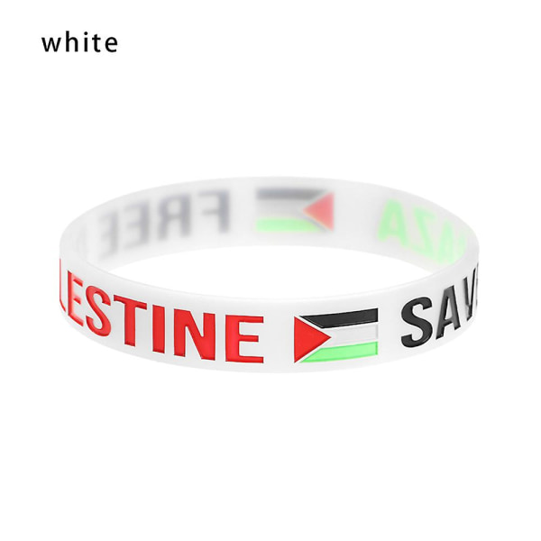 1 Buah Save Gaza Free Palestine Dengan Gelang Karet Silikon Bendera Hitam Dan Putih
