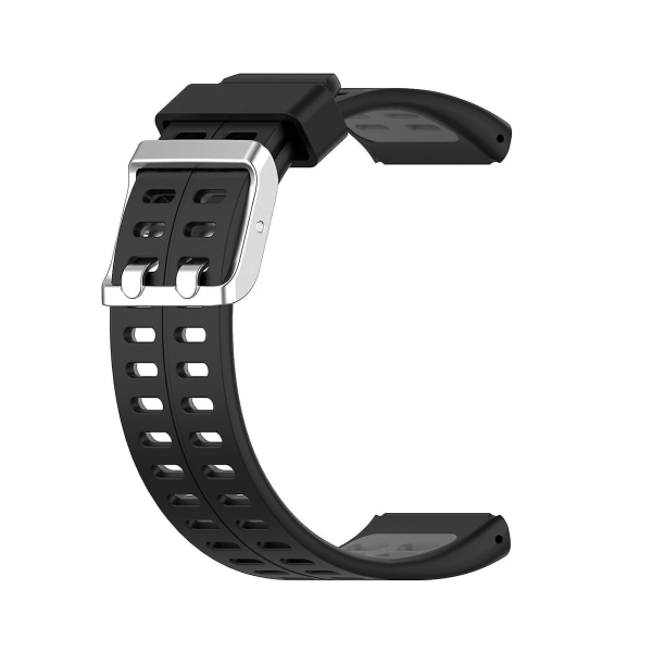 Watch rannekkeen säädettävä hienkestävä silikoniranneke Rannekorun vaihto Polar V800:lle (väri: musta ja harmaa)