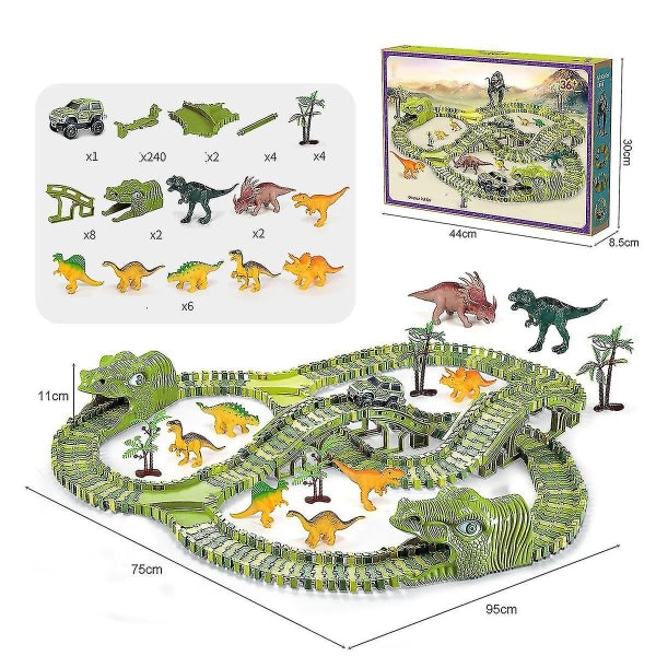 240 stk Dinosaur legetøj, Dinosaur legetøj Racerbane legesæt til drenge og piger gaver