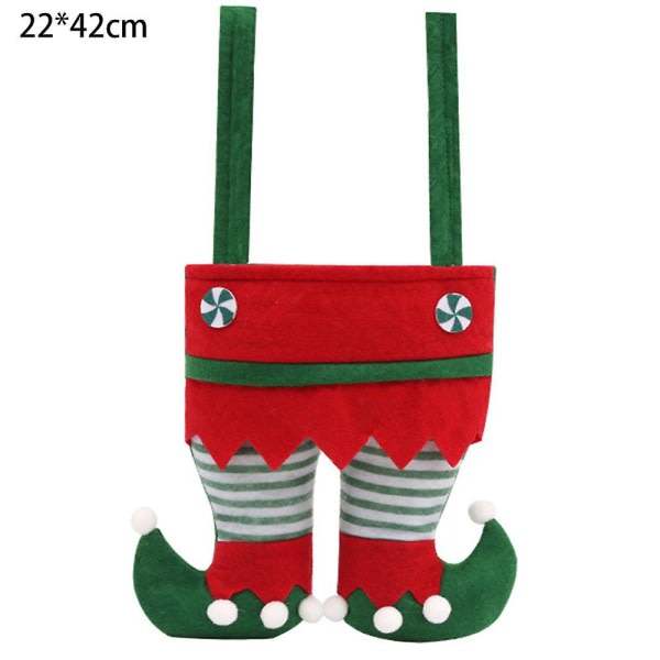 Christmas Pants Wine Bags, Candy Bags, Elf Boots Storage Bags, Gift Bags , Pants Red Green Red