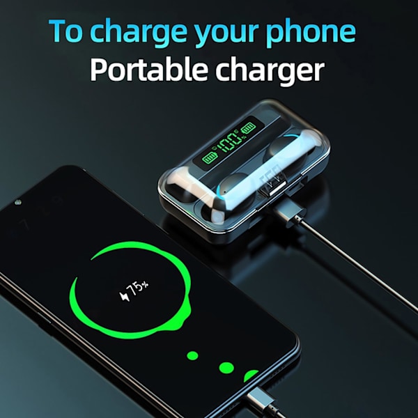 Trådløse ørepropper Bluetooth 5.3 In Ear-hodetelefoner 40 timers spilletid LED-strømindikator Ladeetui