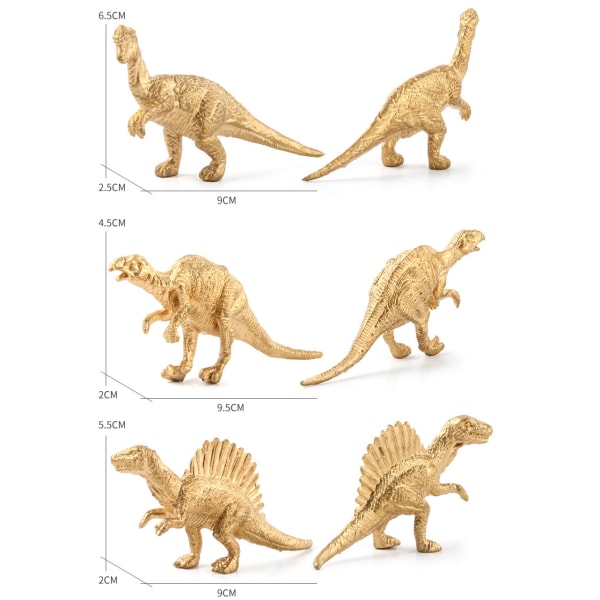 Gold Edition Dinosaur Model Set Syntymäpäiväjuhliin Dinosauruksen koristelu Käsintehty mallilelu 8 kpl