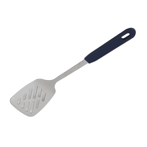 304 stekespade i rustfritt stål med silikonhåndtak (med hull)