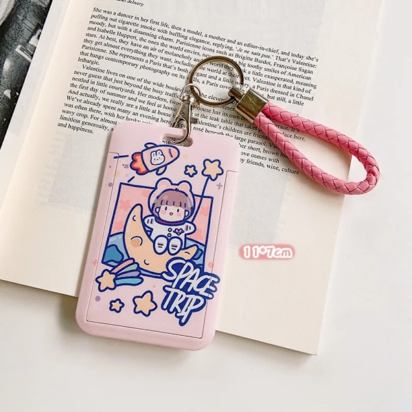 2022 Women Men Business Card Holder Cartoon Cute Retractable Credit Card Holder Bank ID Holder Case Kids Bus Card Cover