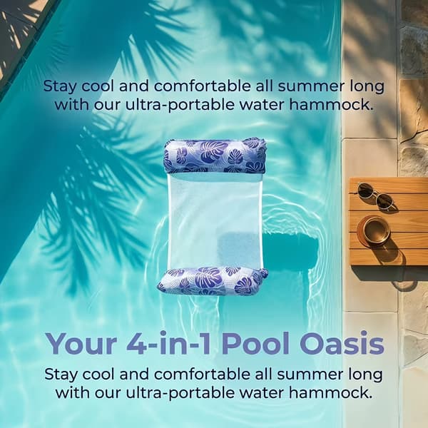 Multi 4-i-1 Uppblåsbar Vattenhängmatta för Vuxna Pool Strand sky blue