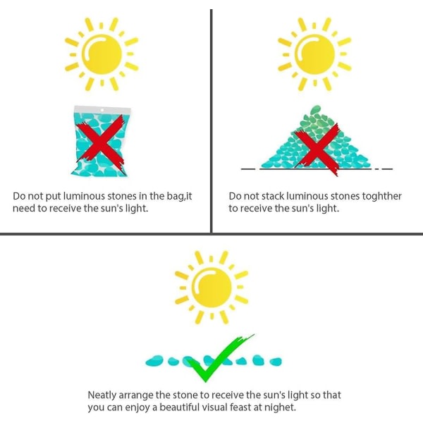 Glødende steiner - dekorative småstein som lyser i mørket, egnet for gangveier, akvarier, hager, barneromsdekorasjon