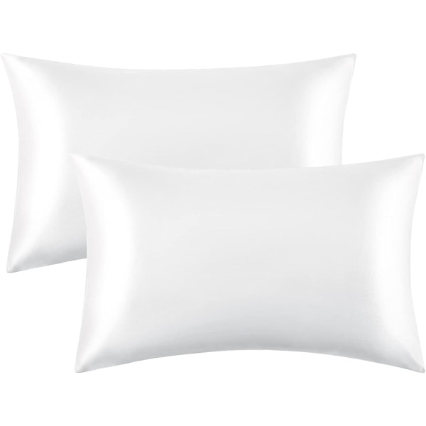 Satin pudebetræk 2-pak - Grå pudebetræk til hår og hud Standard størrelse med kuvert lukning, 50x75 cm