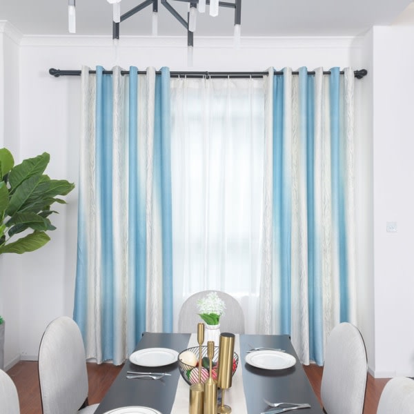 100% polyester stribet vinduesgardinskærm Soveværelse Stue