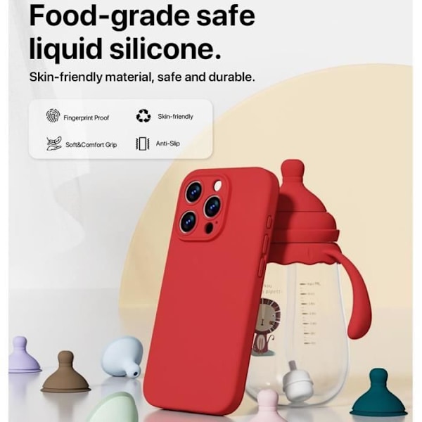 Fodral för iPhone 16 Pro Max - Ultratunt Silikon Skydd Röd + 2 Härdat Glas