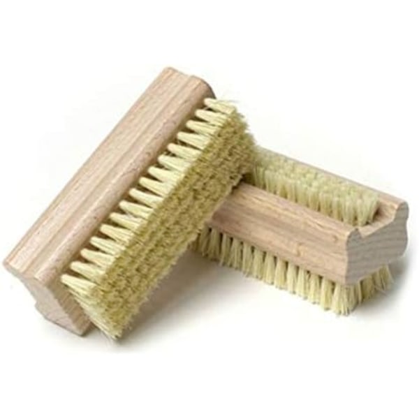 Wooden Nail Brush Double Sided Hand Nail Bristle Scrub Cleaning Brush for Manicure Toe Fingernail Adult Kids